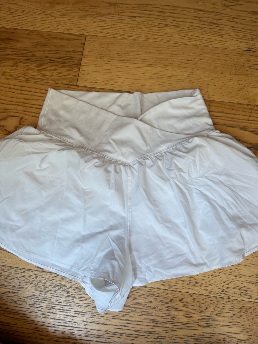 aerie White Crossover Waist Athletic Shorts